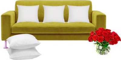 Embroco Polyester Fibre Solid Cushion Pack of 5(White)