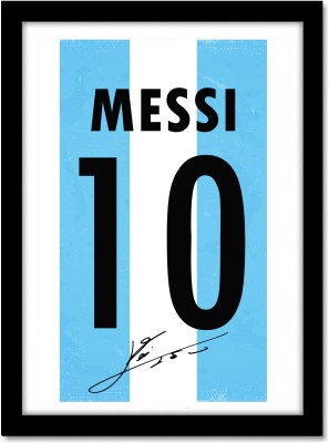 Messi Jersey Argentina Framed Poster for Room & Office(10x13 inch,Framed) Paper Print(13 inch X 10 inch, Frame is wrapped very carefully in bubble wrap to ensure safe shipping.)