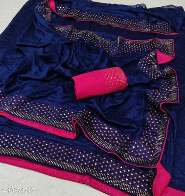 VRINDITA FASHION Embellished Ikkat Art Silk Saree(Blue)