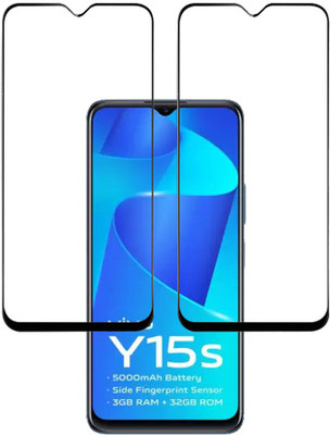 KARTRAY Edge To Edge Tempered Glass for Vivo Y15s(Pack of 2)