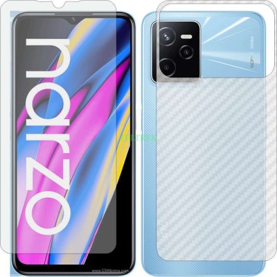 TELTREK Front and Back Tempered Glass for REALME NARZO 50A PRIME (Front Matte Finish & Back 3d Carbon Fiber)(Pack of 2)