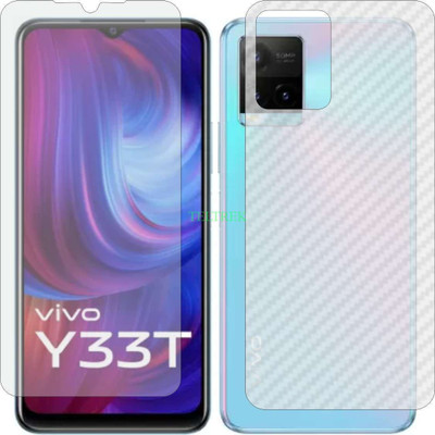 TELTREK Front and Back Tempered Glass for VIVO Y33T (Front Matte Finish & Back 3d Carbon Fiber)(Pack of 2)