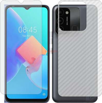 Fasheen Front and Back Tempered Glass for TECNO 8C KG5K (Front Matte Finish & Back 3d Carbon Fiber)(Pack of 2)