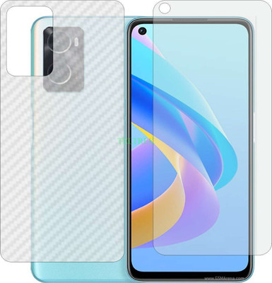TELTREK Front and Back Tempered Glass for OPPO A76 (Front Matte Finish & Back 3d Carbon Fiber)(Pack of 2)