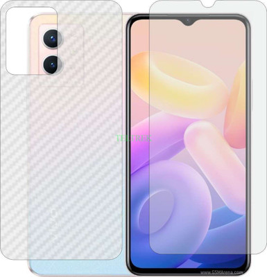 TELTREK Front and Back Tempered Glass for VIVO Y33S 5G (Front Matte Finish & Back 3d Carbon Fiber)(Pack of 2)