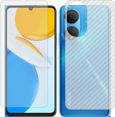 TELTREK Front and Back Tempered Glass for HONOR X7 CMALX2 (Front Matte Finish & Back 3d Carbon Fiber)(Pack of 2)