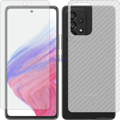MOBART Front and Back Tempered Glass for SAMSUNG GALAXY A53 5G (Front Matte Finish & Back 3d Carbon Fiber)(Pack of 2)