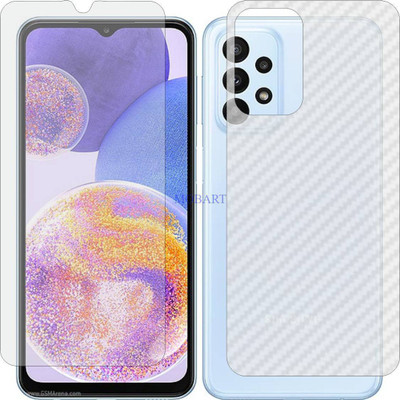 MOBART Front and Back Tempered Glass for SAMSUNG GALAXY A23 (Front Matte Finish & Back 3d Carbon Fiber)(Pack of 2)