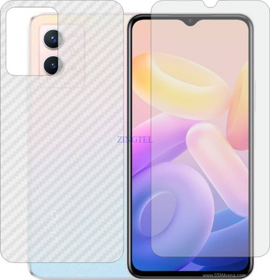 ZINGTEL Front and Back Tempered Glass for VIVO Y33S 5G (Front Matte Finish & Back 3d Carbon Fiber)(Pack of 2)
