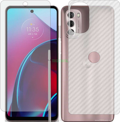 TELTREK Front and Back Tempered Glass for MOTOROLA MOTO G STYLUS 2022 (Front Matte Finish & Back 3d Carbon Fiber)(Pack of 2)