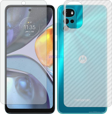 ZINGTEL Front and Back Tempered Glass for MOTOROLA MOTO G22 (Front Matte Finish & Back 3d Carbon Fiber)(Pack of 2)