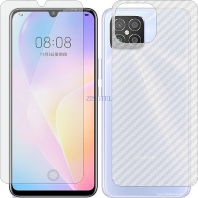 ZINGTEL Front and Back Tempered Glass for HUAWEI HONOR NOVA 8 SE 4G JSCAL50 (Front Matte Finish & Back 3d Carbon Fiber)(Pack of 2)