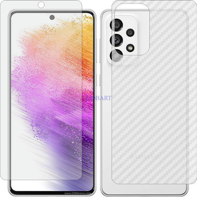 MOBART Front and Back Tempered Glass for SAMSUNG A73 5G (Front Matte Finish & Back 3d Carbon Fiber)(Pack of 2)