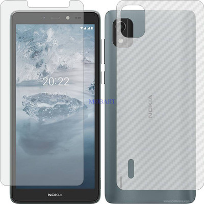 MOBART Front and Back Tempered Glass for NOKIA C 2 2ND EDITION (Front Matte Finish & Back 3d Carbon Fiber)(Pack of 2)