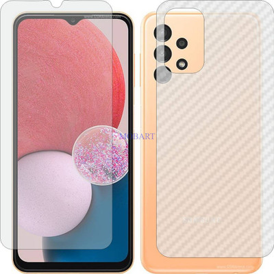 MOBART Front and Back Tempered Glass for SAMSUNG GALAXY A13 4G (Front Matte Finish & Back 3d Carbon Fiber)(Pack of 2)