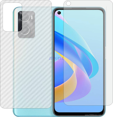 ZINGTEL Front and Back Tempered Glass for OPPO A76 CPH2375 (Front Matte Finish & Back 3d Carbon Fiber)(Pack of 2)
