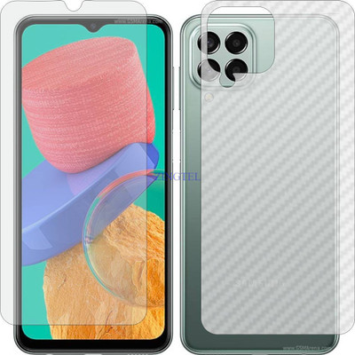 ZINGTEL Front and Back Tempered Glass for SAMSUNG GALAXY M33 5G (Front Matte Finish & Back 3d Carbon Fiber)(Pack of 2)