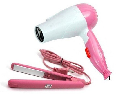 Adhiraj Enterprise Mini Portable Foldable Hair Dryer with Mini Hair Straightner Package Sealer Hair Dryer(1000 W, Pink, White)
