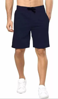 Rebozo Solid Men Dark Blue Basic Shorts