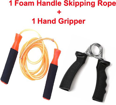 L'AVENIR Sports & Fitness 1 Hand Grip Exerciser + 1 Foam Handle Ball Bearing Skipping Rope(Length: 274 cm)