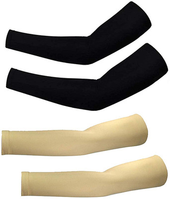 Deewak Sun protection cotton arm sleeve Unisex summer, Winter arm protective Sports Riding Gloves(Beige)