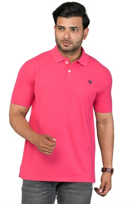 Kaily Embroidered Men Polo Neck Pink T-Shirt