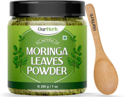 OurHerb Pure & Natural Moringa Leaves Powder for Healthy Life with Wooden Spoon - 200g(200 g)
