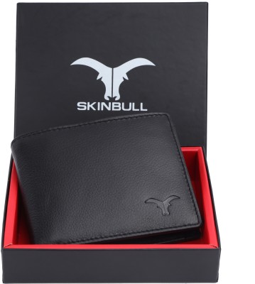 SKINBULL Men Casual Black Genuine Leather Wallet(9 Card Slots)