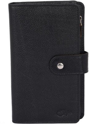 Style 98 Women Black Genuine Leather Wrist Wallet(14 Card Slots)