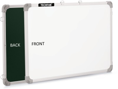 Techfab Non Magnetic Whiteboard 2X3 ft. One Side White Marker and Back Side Chalk Board Surface White, Green board(60 cm x 90 cm)