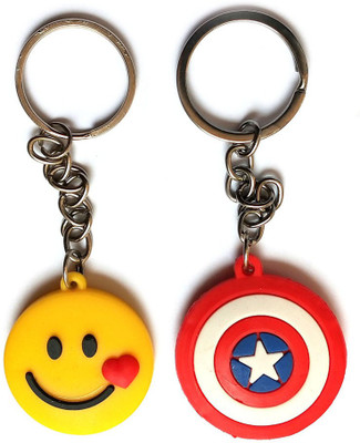 Meeko.com Smiley & Captain America rubber bike key chain 03w Key Chain