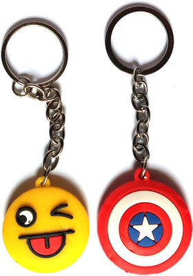 Meeko.com Smiley & Captain America rubber bike key chain Key Chain