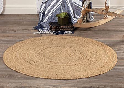 RAMAN TEXTILES Beige Jute Carpet(2 ft,  X 2 ft, Circle)