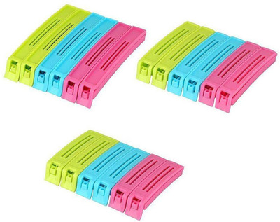 LAKK 18 pcs Food Snack Bag Pouch Clip Sealer for Keeping Food Fresh for Home Kitchen 3 size Plastic Camping Snack Seal Sealing Bag Clips(Set of 18, Multicolor)