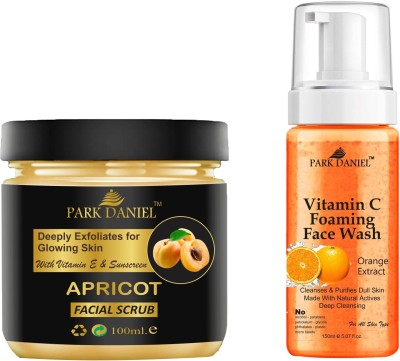 PARK DANIEL Apricot Scrub & Vitamin C Face Wash Removes Dead Skin Cell Combo of 2 (250 ML)(2 Items in the set)