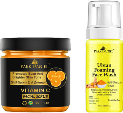 PARK DANIEL Vitamin C Scrub & Ubtan Face Wash Removes Dead Skin Cell Combo Pack of 2 (250ML)(2 Items in the set)