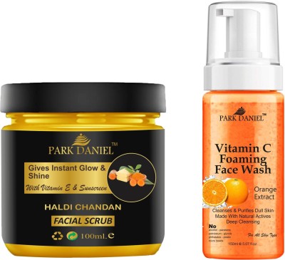 PARK DANIEL Haldi Chandan Scrub & Vitamin C Face Wash Remove Dead Skin Cell Pack of 2(250ML)(2 Items in the set)