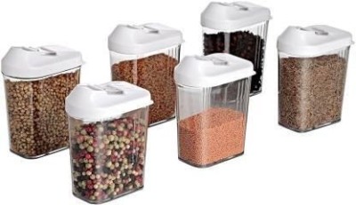 eniver mart Plastic Grocery Container  - 1100(Pack of 6, White, Clear)