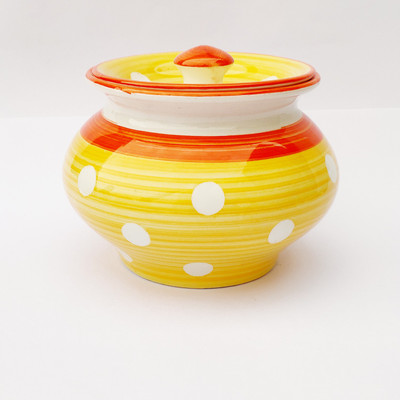 Viktaay Crafts India Ceramic Utility Container  - 650 ml(Yellow)