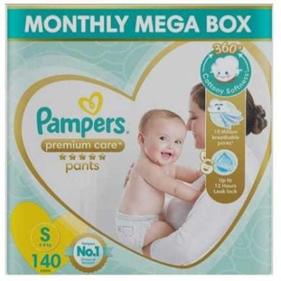 Pampers Premium Care Pants, Small size baby Diapers, (S) 140 Count - S(140 Pieces)