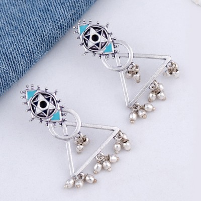 Voylla Voylla Evil Eyes Triangles Drop Earrings Brass Drops & Danglers