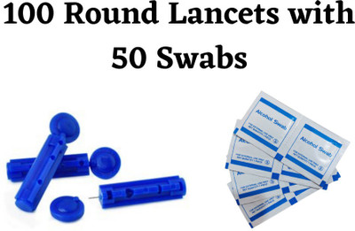 NSC 50 Alcohol Swabs & 100 Round Glucometer Lancets(100)