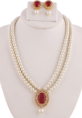 Sharma Pearls and Jewellers Mother of PearlWhite Red