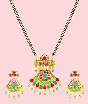 Bhagya Lakshmi Alloy Gold-plated Green Jewellery Set(Pack of 1)