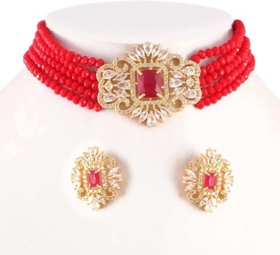 Shree Shyam Jewel Brass Rhodium Red Jewellery Set(Pack of 1)