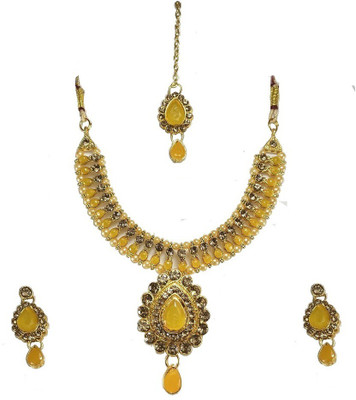 Tiank Innovation Metal, Stone, Copper, Alloy Gold-plated Gold, Yellow Jewellery Set(Pack of 1)