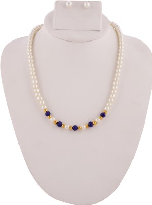 JANKI JEWELLERS Mother of Pearl Gold-plated White, Blue, Gold Jewellery Set(Pack of 1)