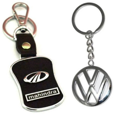 JAINSON MARTIN Combo of Volkswagen Metal & Mahindra Leather Hook Keychain Key Chain