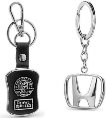 JAINSON MARTIN Combo of Royal Enfield leather & Honda metal logo keychain Key Chain