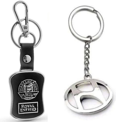 JAINSON MARTIN Combo of Royal Enfield leather & Hyundai metal logo keychain Key Chain
